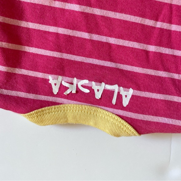 Lazy One Pink and Yellow Striped Baby Onesie - Picture 4 of 4